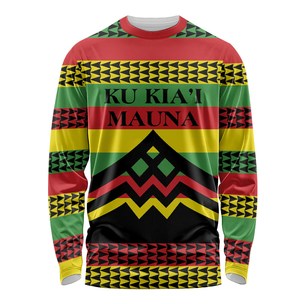 Hawaii Ku Kia'i Mauna Personalized Long Sleeve Shirt Hawaiian Kanaka Maoli Motif LT9 Unisex Green - Polynesian Pride