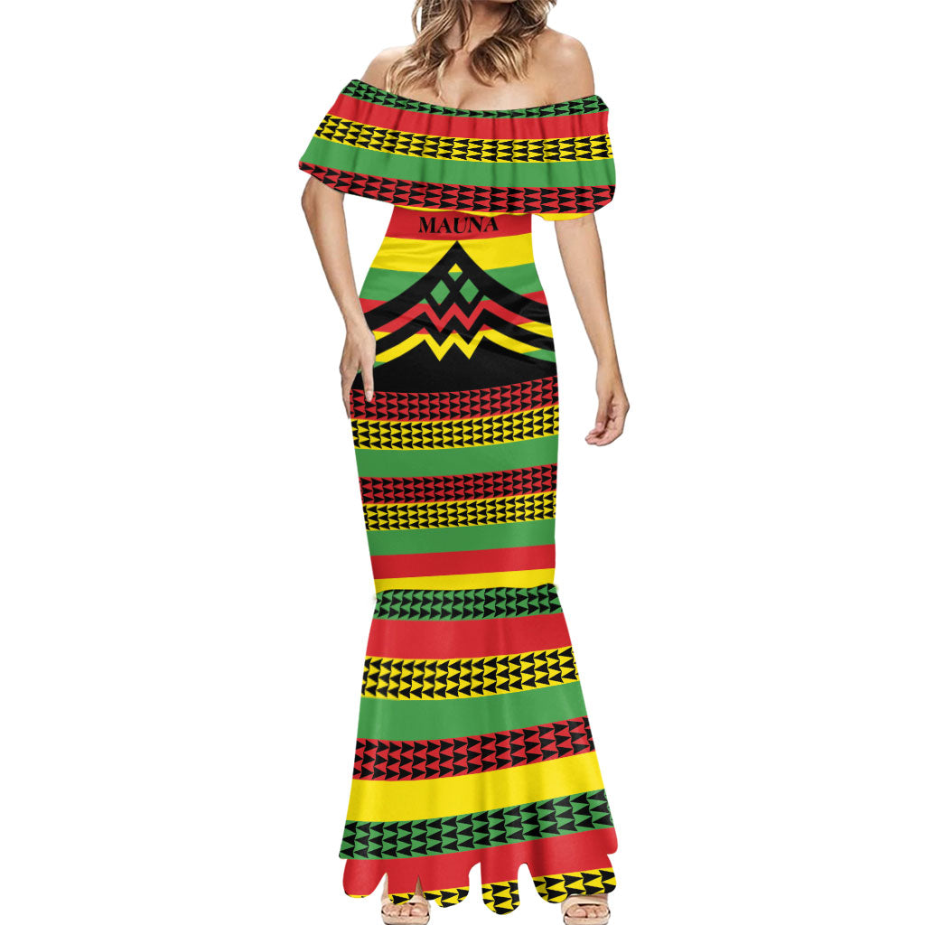Hawaii Ku Kia'i Mauna Personalized Mermaid Dress Hawaiian Kanaka Maoli Motif