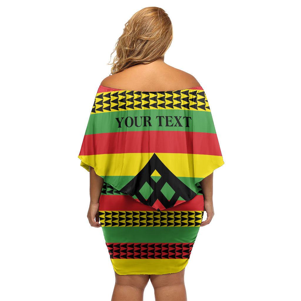 Hawaii Ku Kia'i Mauna Personalized Off Shoulder Short Dress Hawaiian Kanaka Maoli Motif