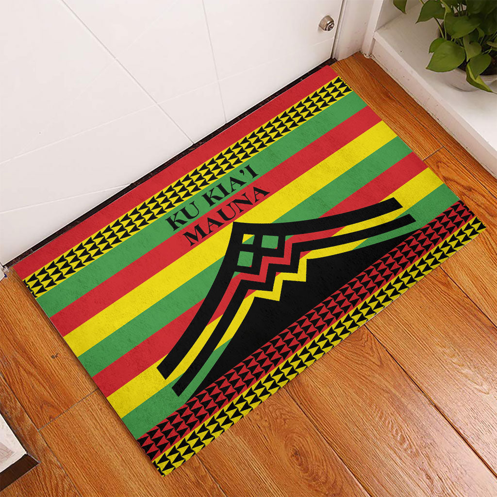 Hawaii Ku Kia'i Mauna Rubber Doormat Hawaiian Kanaka Maoli Motif