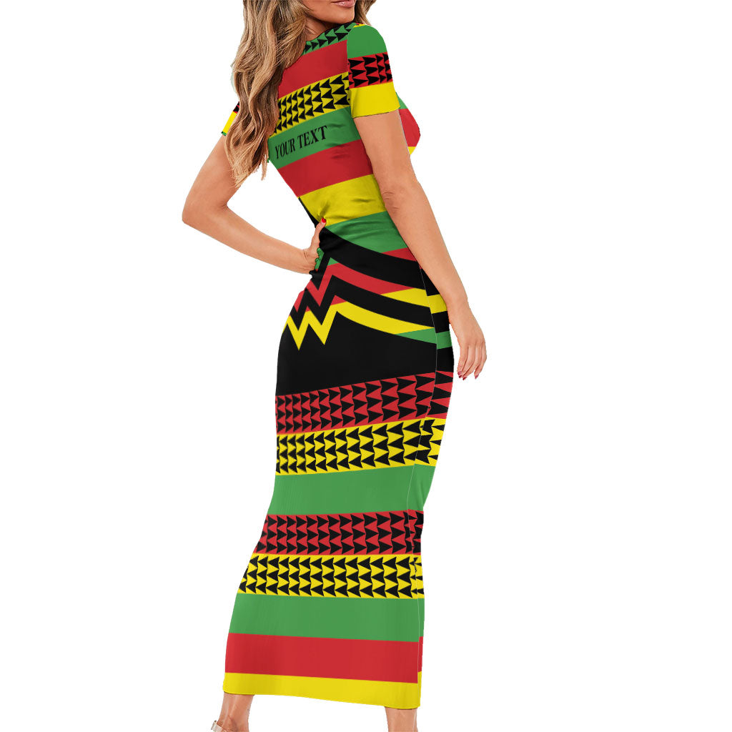 Hawaii Ku Kia'i Mauna Personalized Short Sleeve Bodycon Dress Hawaiian Kanaka Maoli Motif