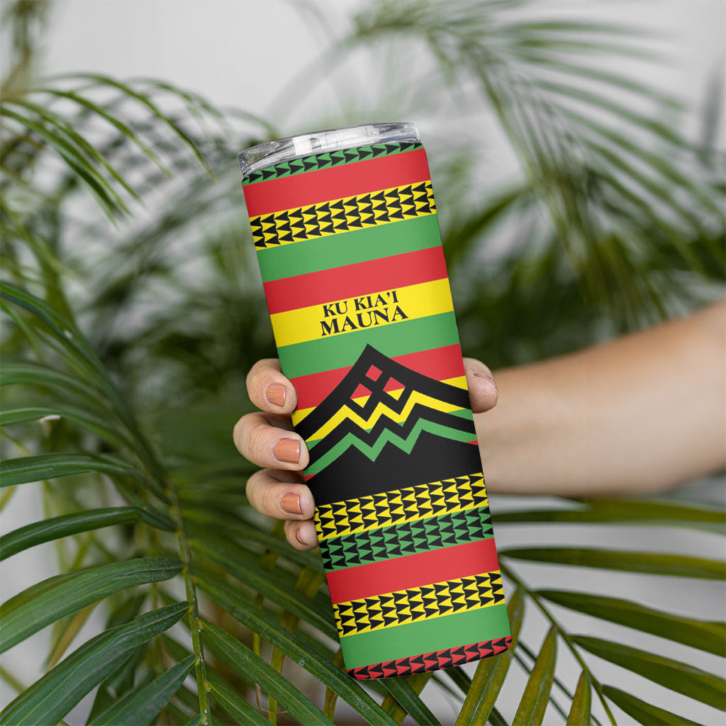 Hawaii Ku Kia'i Mauna Personalized Skinny Tumbler Hawaiian Kanaka Maoli Motif