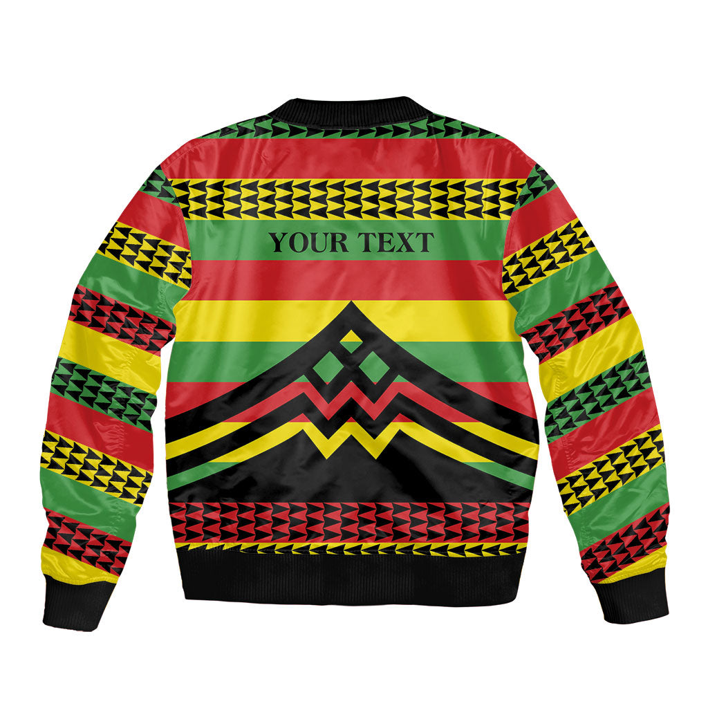 Hawaii Ku Kia'i Mauna Personalized Sleeve Zip Bomber Jacket Hawaiian Kanaka Maoli Motif