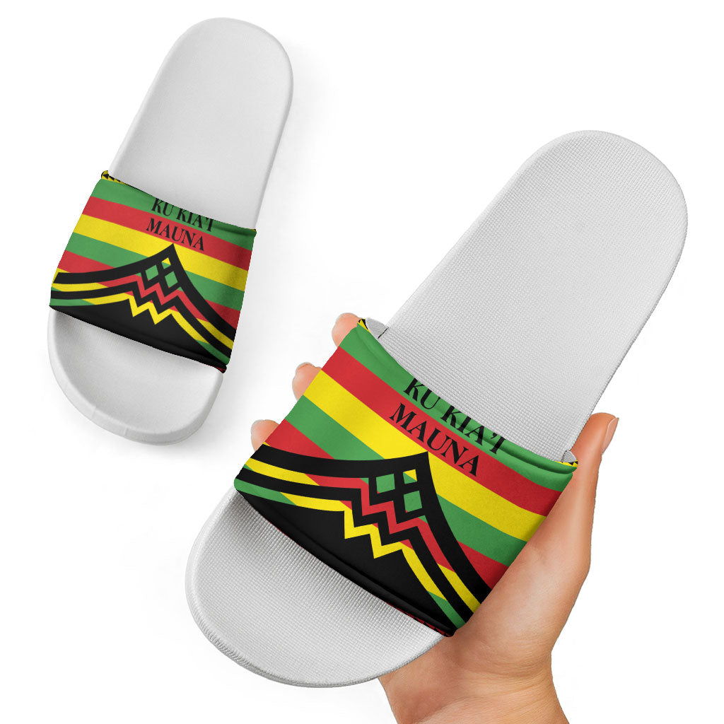 Hawaii Ku Kia'i Mauna Slide Sandals Hawaiian Kanaka Maoli Motif