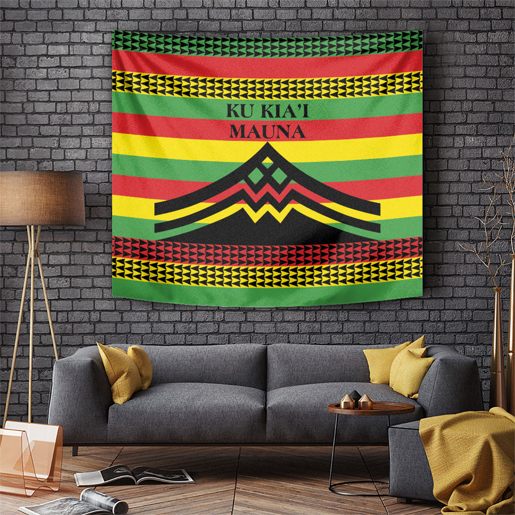 Hawaii Ku Kia'i Mauna Tapestry Hawaiian Kanaka Maoli Motif LT9 Green - Polynesian Pride