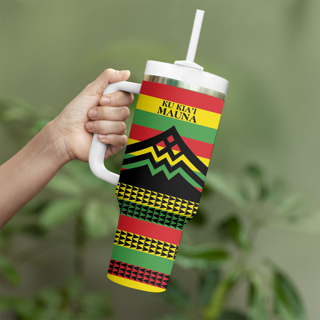 Hawaii Ku Kia'i Mauna Personalized Tumbler With Handle Hawaiian Kanaka Maoli Motif