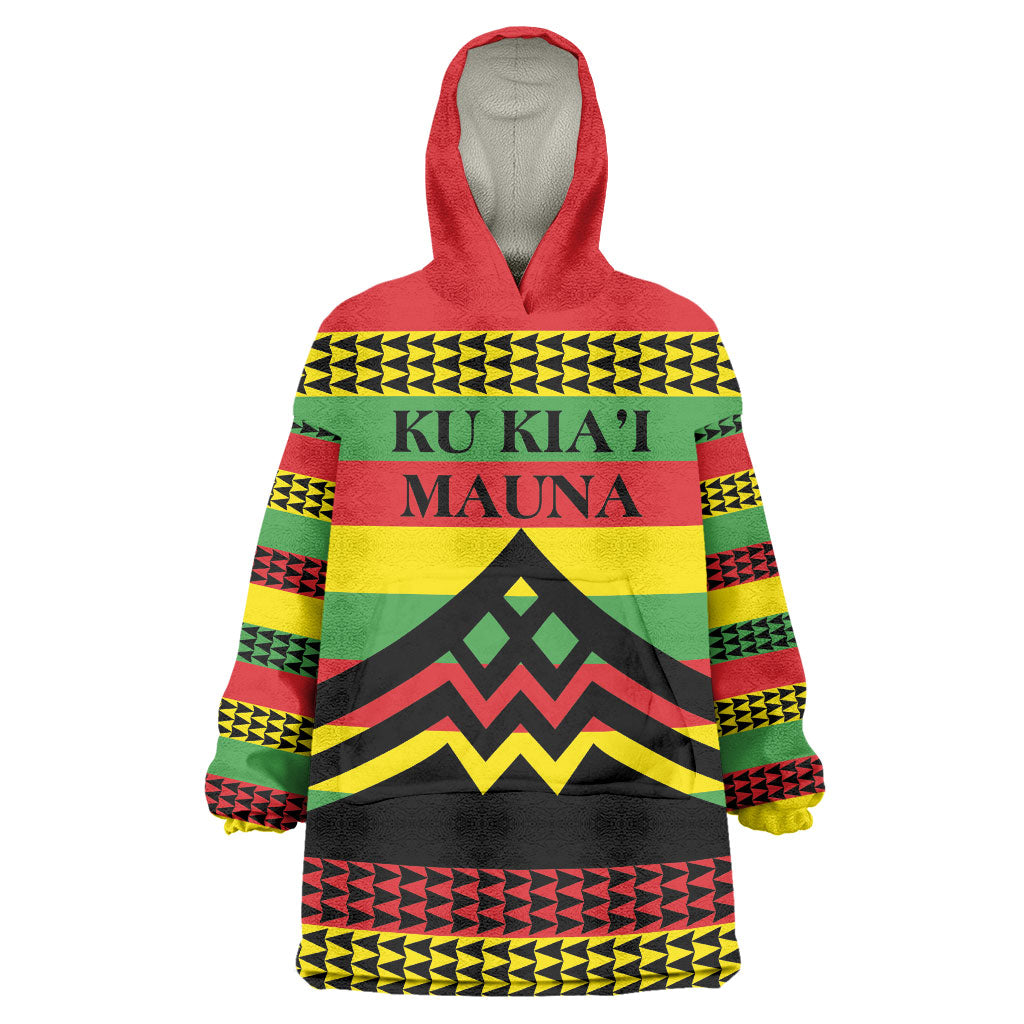 Hawaii Ku Kia'i Mauna Personalized Wearable Blanket Hoodie Hawaiian Kanaka Maoli Motif