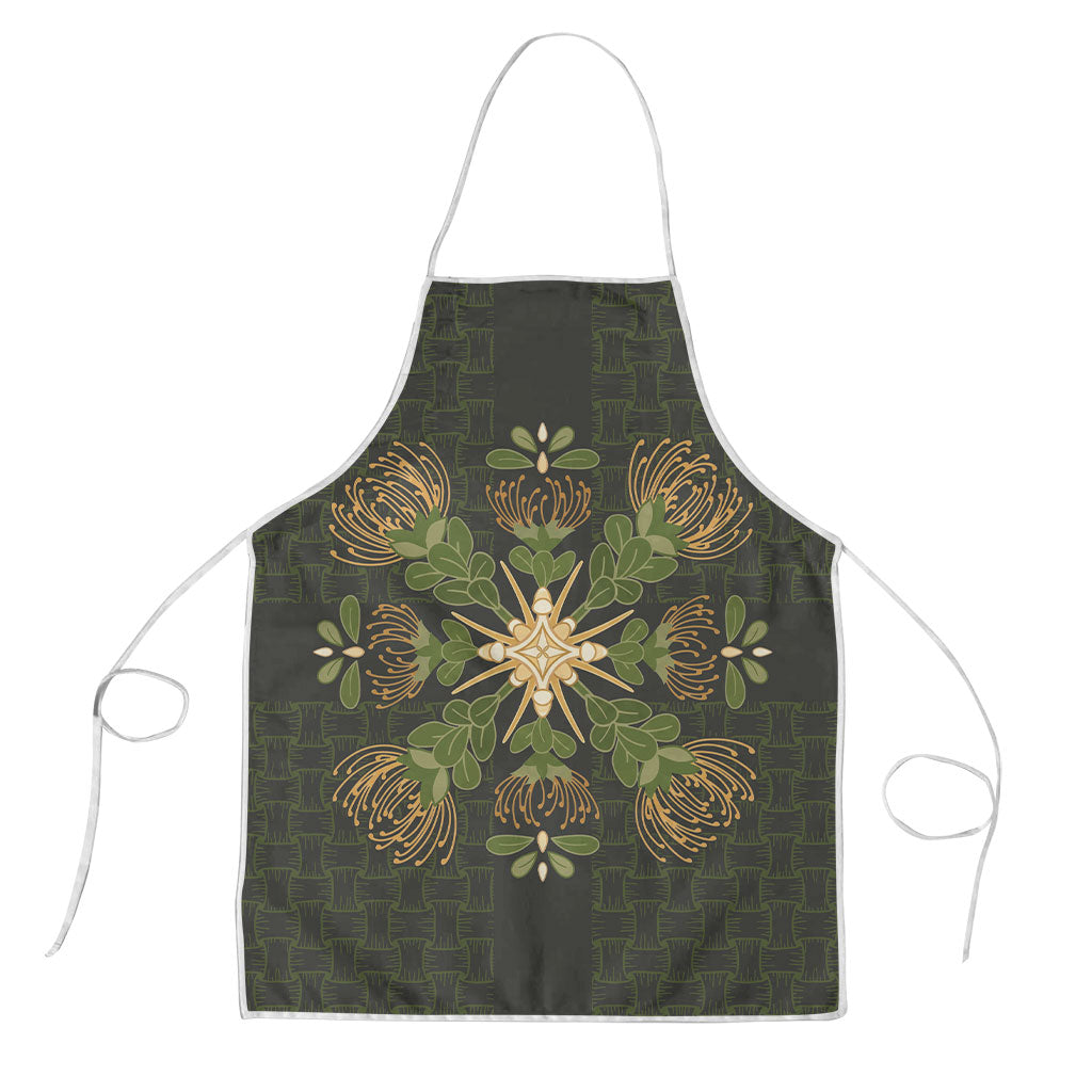 Hawaii Ohia Lehua Squares Apron Hawaiian Quilt Inspired Floral Pattern LT9 Green - Polynesian Pride