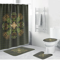 Hawaii Ohia Lehua Squares Bathroom Set Hawaiian Quilt Inspired Floral Pattern
