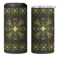 Hawaii Ohia Lehua Squares 4 in 1 Can Cooler Tumbler Hawaiian Quilt Inspired Floral Pattern