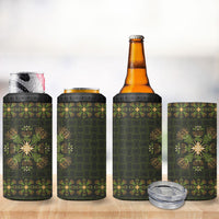 Hawaii Ohia Lehua Squares 4 in 1 Can Cooler Tumbler Hawaiian Quilt Inspired Floral Pattern