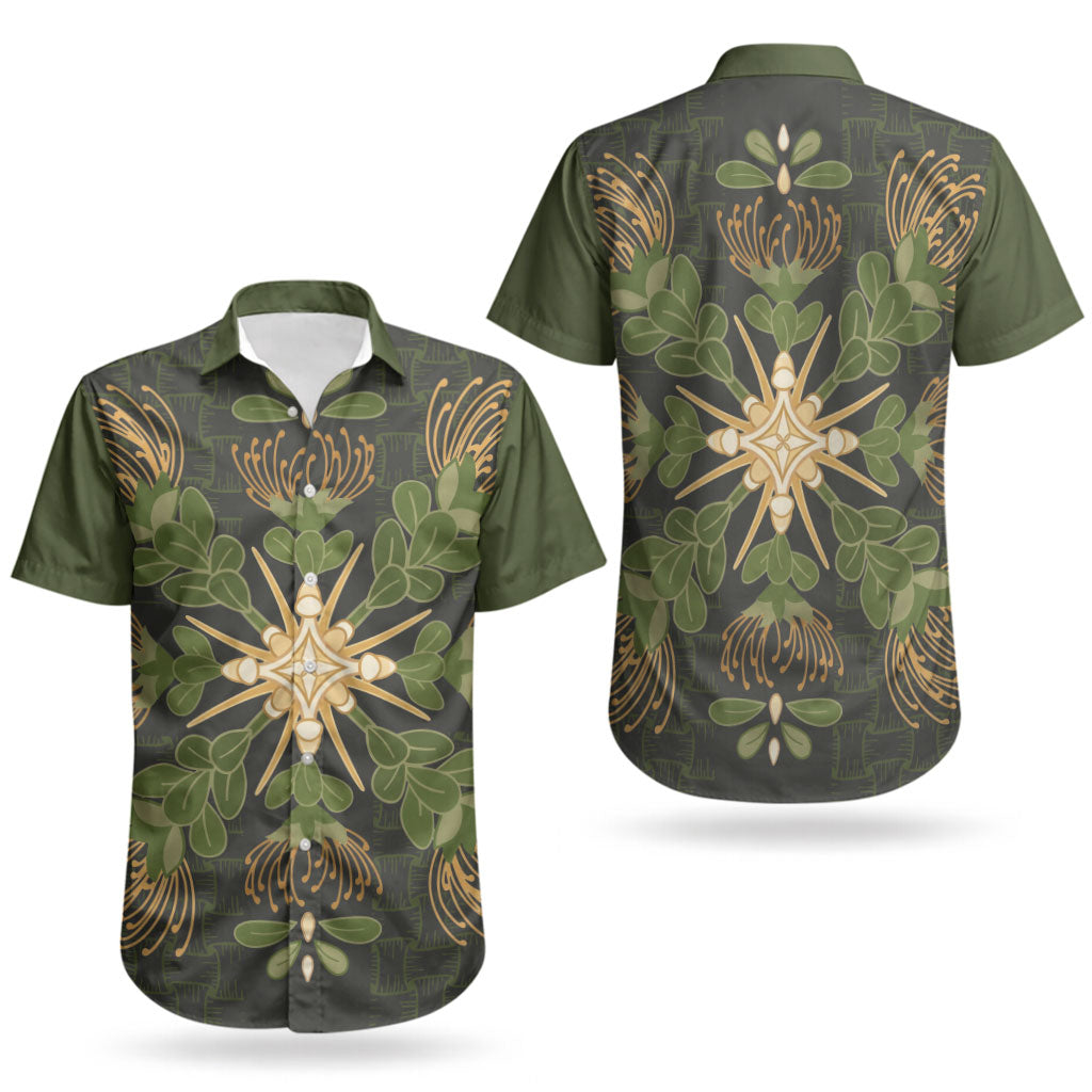 Hawaii Ohia Lehua Squares Couples Matching Off Shoulder Short Dress and Hawaiian Shirt Hawaiian Quilt Inspired Floral Pattern LT9