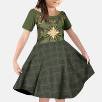 Hawaii Ohia Lehua Squares Family Matching Mermaid Dress and Hawaiian Shirt Hawaiian Quilt Inspired Floral Pattern