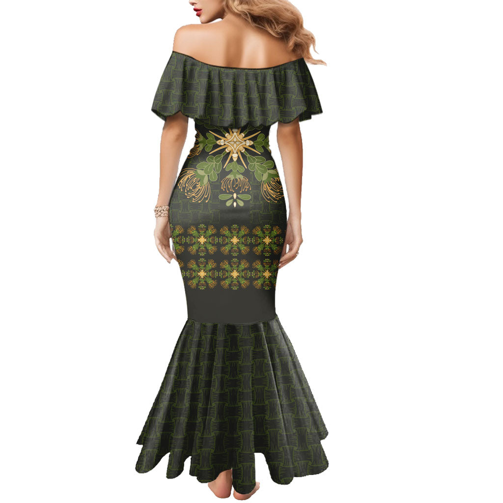 Hawaii Ohia Lehua Squares Family Matching Mermaid Dress and Hawaiian Shirt Hawaiian Quilt Inspired Floral Pattern