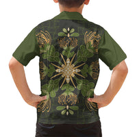 Hawaii Ohia Lehua Squares Family Matching Off Shoulder Short Dress and Hawaiian Shirt Hawaiian Quilt Inspired Floral Pattern