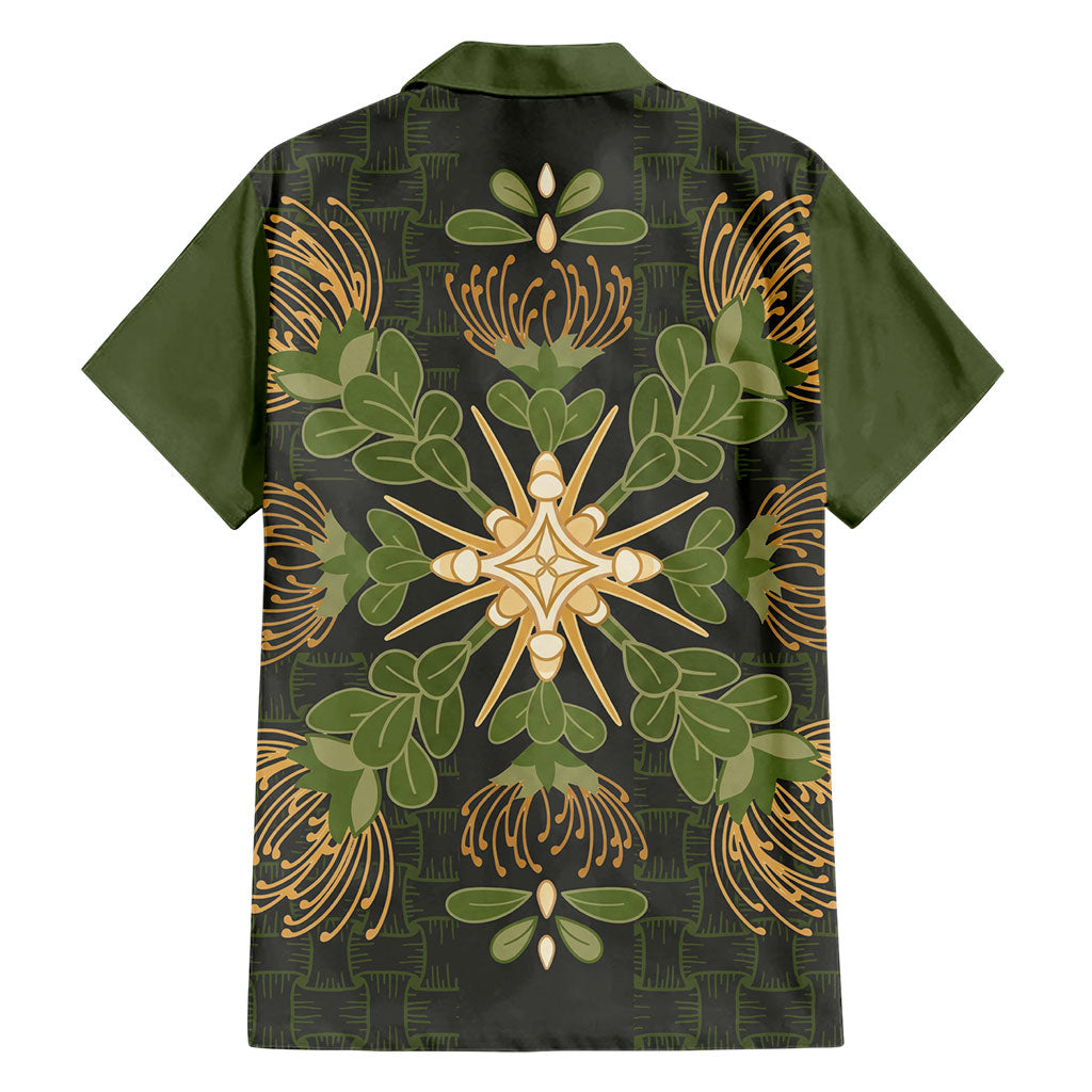 Hawaii Ohia Lehua Squares Family Matching Off Shoulder Short Dress and Hawaiian Shirt Hawaiian Quilt Inspired Floral Pattern