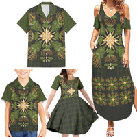 Hawaii Ohia Lehua Squares Family Matching Summer Maxi Dress and Hawaiian Shirt Hawaiian Quilt Inspired Floral Pattern