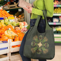Hawaii Ohia Lehua Squares Grocery Bag Hawaiian Quilt Inspired Floral Pattern