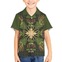 Hawaii Ohia Lehua Squares Kid Hawaiian Shirt Hawaiian Quilt Inspired Floral Pattern