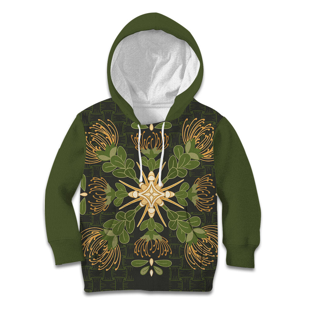 Hawaii Ohia Lehua Squares Kid Hoodie Hawaiian Quilt Inspired Floral Pattern
