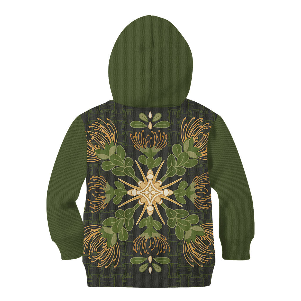 Hawaii Ohia Lehua Squares Kid Hoodie Hawaiian Quilt Inspired Floral Pattern