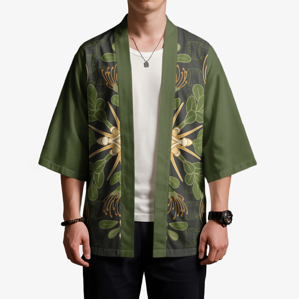 Hawaii Ohia Lehua Squares Kimono Hawaiian Quilt Inspired Floral Pattern