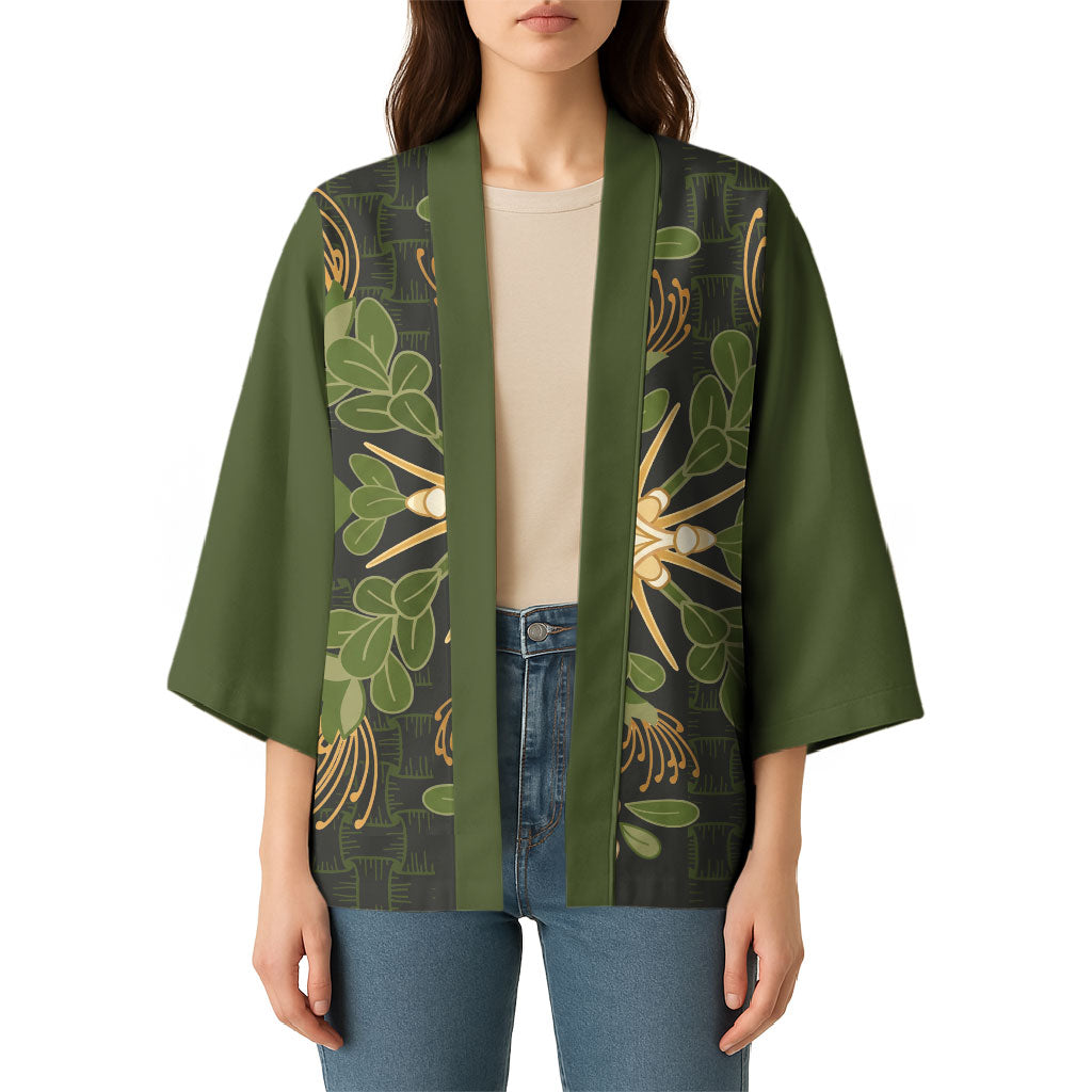 Hawaii Ohia Lehua Squares Kimono Hawaiian Quilt Inspired Floral Pattern