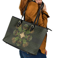 Hawaii Ohia Lehua Squares Leather Tote Bag Hawaiian Quilt Inspired Floral Pattern