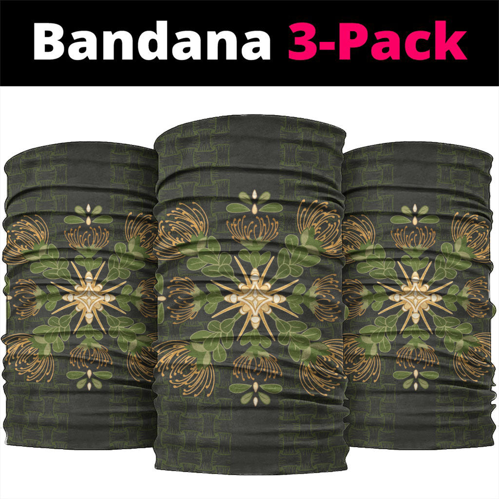 Hawaii Ohia Lehua Squares Neck Gaiter Hawaiian Quilt Inspired Floral Pattern LT9 package One Size: 25*50cm Green - Polynesian Pride