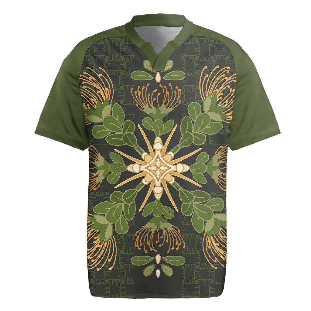 Hawaii Ohia Lehua Squares Rugby Jersey Hawaiian Quilt Inspired Floral Pattern LT9 Green - Polynesian Pride