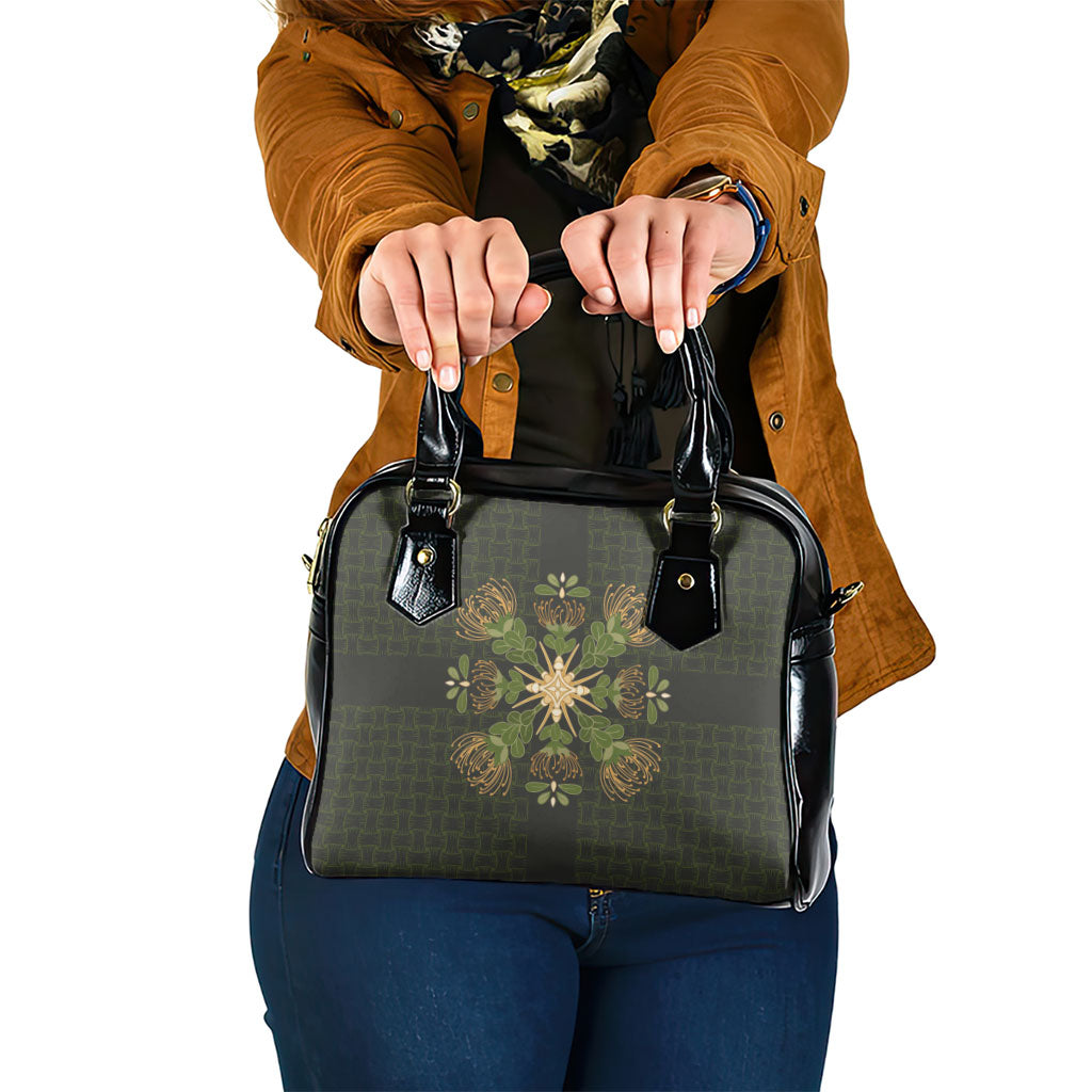 Hawaii Ohia Lehua Squares Shoulder Handbag Hawaiian Quilt Inspired Floral Pattern LT9 One Size Green - Polynesian Pride