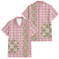 Akala Hamele Hawai'i Palaka Squares Maile Leaf Family Matching Off The Shoulder Long Sleeve Dress and Hawaiian Shirt Flowers Hawaiian Quilt Patterns