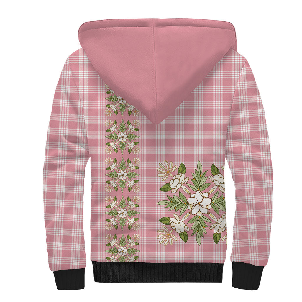 Akala Hamele Hawai'i Palaka Squares Maile Leaf Sherpa Hoodie Flowers Hawaiian Quilt Patterns LT9 - Polynesian Pride