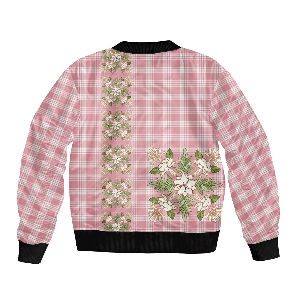 Akala Hamele Hawai'i Palaka Squares Maile Leaf Sleeve Zip Bomber Jacket Flowers Hawaiian Quilt Patterns