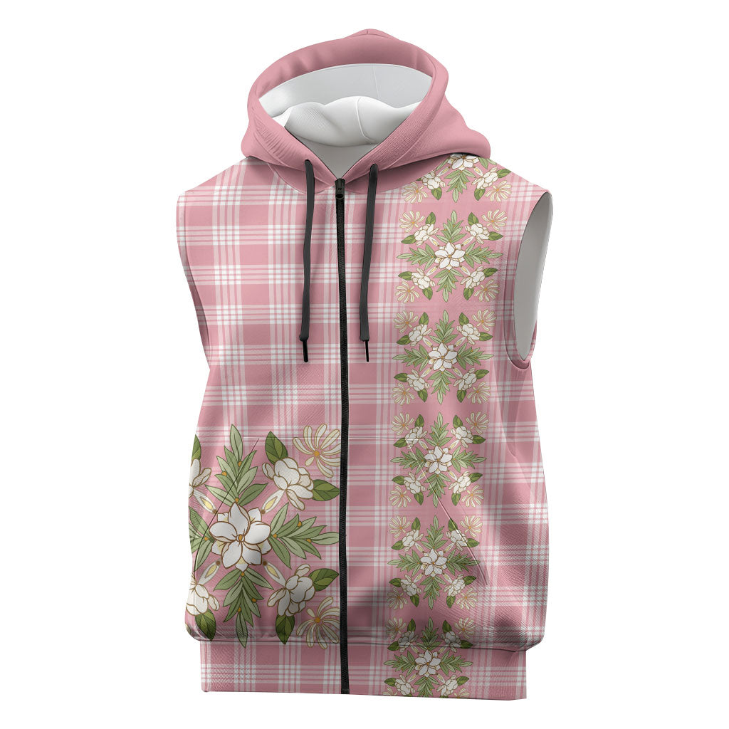 Akala Hamele Hawai'i Palaka Squares Maile Leaf Sleeveless Zip Hoodie Flowers Hawaiian Quilt Patterns