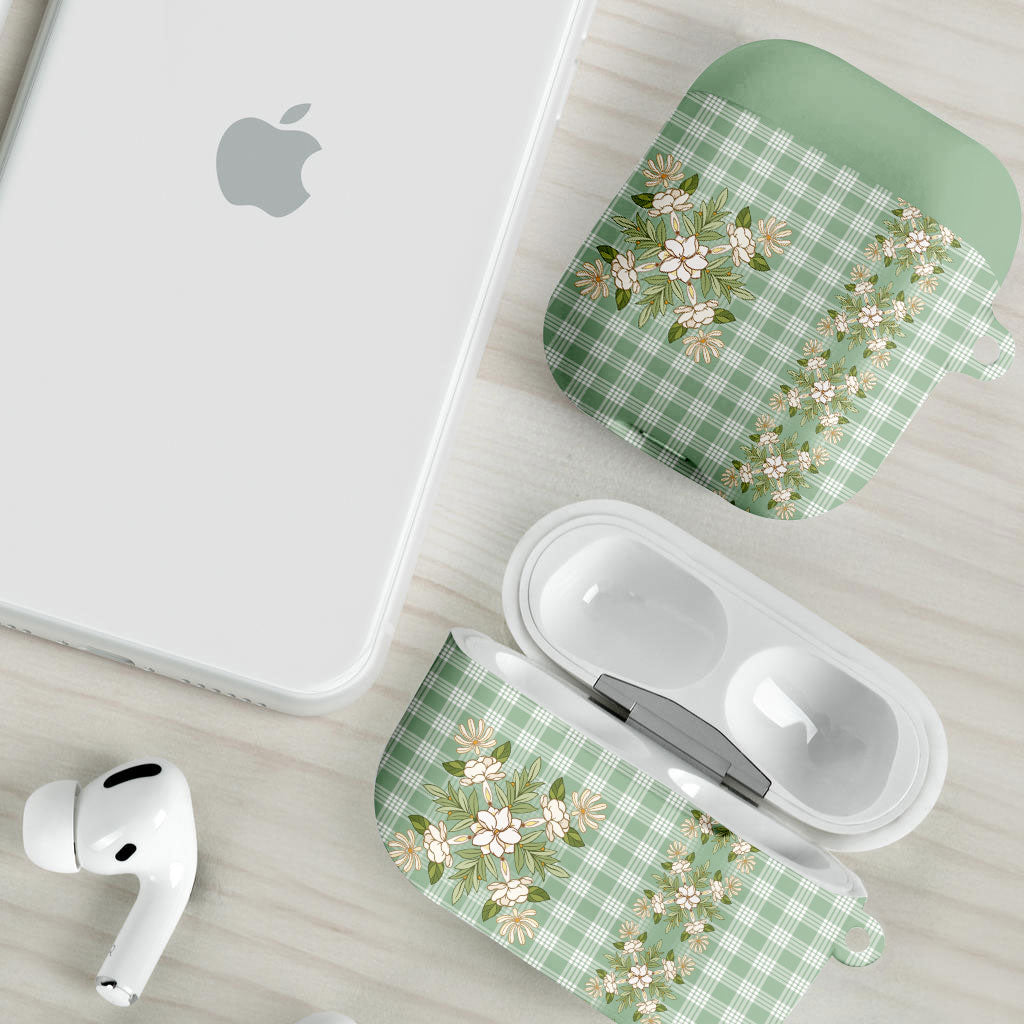 Liko Kukui Hawai'i Palaka Squares Maile Leaf AirPods Case Flowers Hawaiian Quilt Patterns LT9 - Polynesian Pride