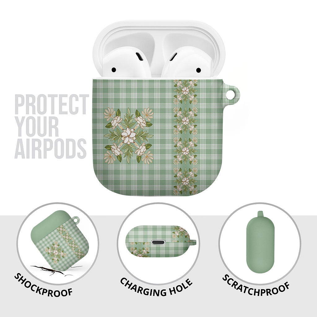 Liko Kukui Hawai'i Palaka Squares Maile Leaf AirPods Case Flowers Hawaiian Quilt Patterns LT9 - Polynesian Pride