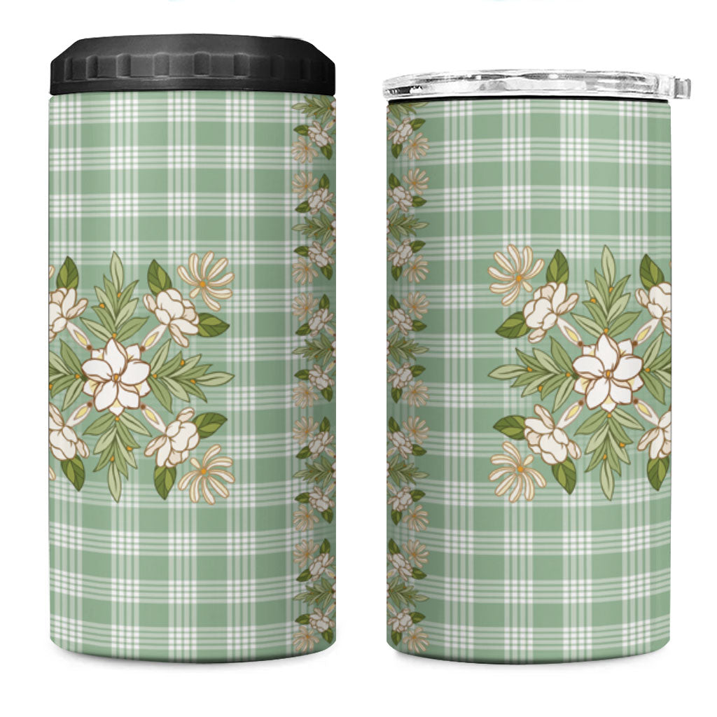 Liko Kukui Hawai'i Palaka Squares Maile Leaf 4 in 1 Can Cooler Tumbler Flowers Hawaiian Quilt Patterns
