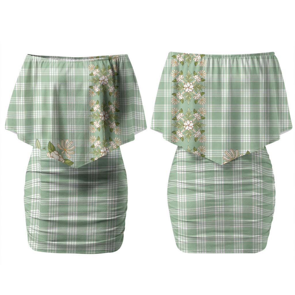Liko Kukui Hawai'i Palaka Squares Maile Leaf Couples Matching Off Shoulder Short Dress and Long Sleeve Button Shirt Flowers Hawaiian Quilt Patterns