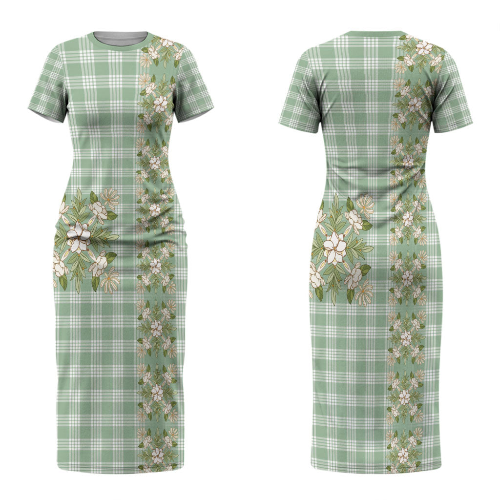 Liko Kukui Hawai'i Palaka Squares Maile Leaf Couples Matching Short Sleeve Bodycon Dress and Long Sleeve Button Shirt Flowers Hawaiian Quilt Patterns