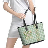Liko Kukui Hawai'i Palaka Squares Maile Leaf Leather Tote Bag Flowers Hawaiian Quilt Patterns