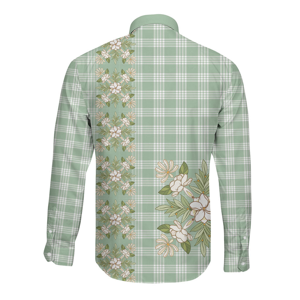 Liko Kukui Hawai'i Palaka Squares Maile Leaf Long Sleeve Button Shirt Flowers Hawaiian Quilt Patterns