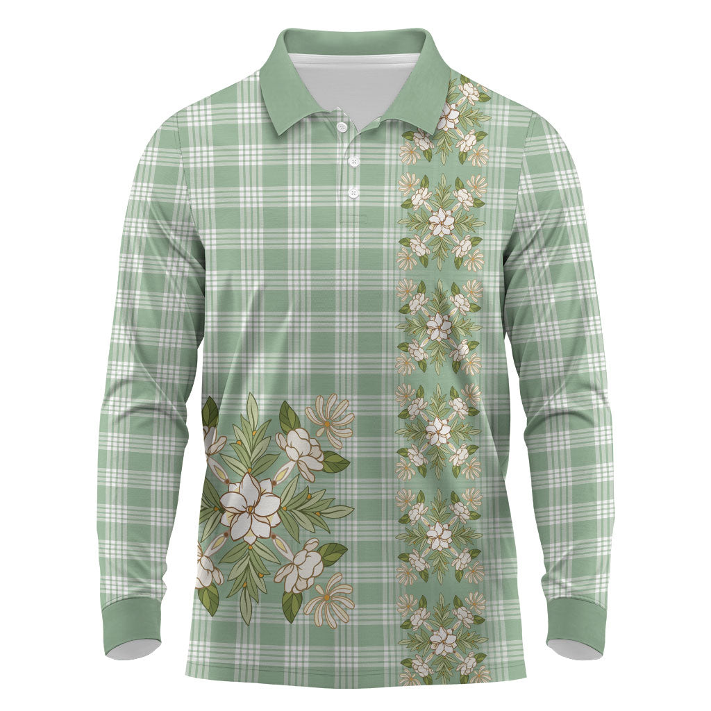 Liko Kukui Hawai'i Palaka Squares Maile Leaf Long Sleeve Polo Shirt Flowers Hawaiian Quilt Patterns
