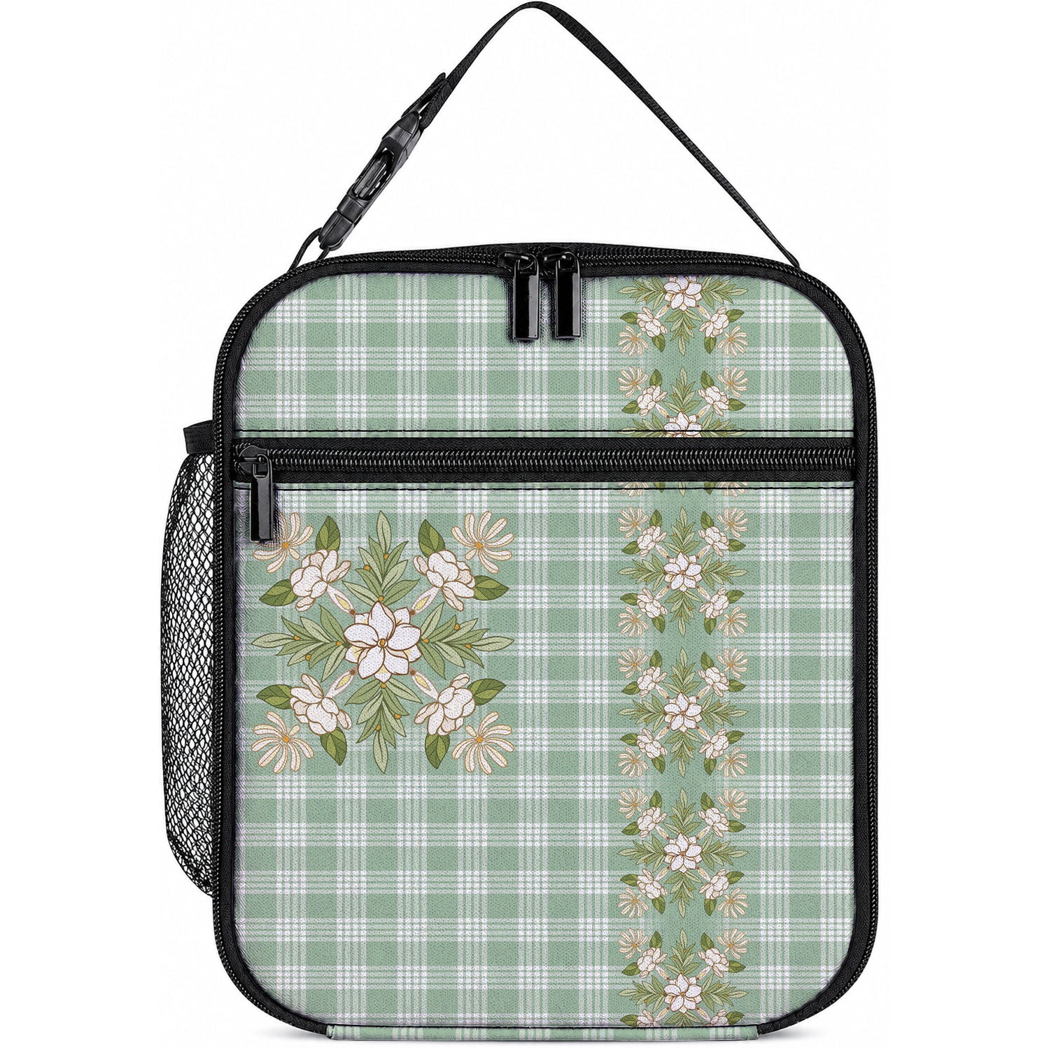 Liko Kukui Hawai'i Palaka Squares Maile Leaf Lunch Bag Flowers Hawaiian Quilt Patterns LT9 10.2 × 8.3 × 4.3 inch Sage Green - Polynesian Pride