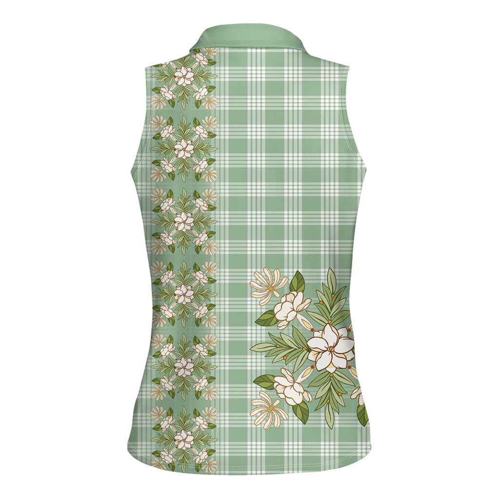 Liko Kukui Hawai'i Palaka Squares Maile Leaf Women Sleeveless Polo Shirt Flowers Hawaiian Quilt Patterns LT9 - Polynesian Pride