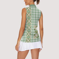 Liko Kukui Hawai'i Palaka Squares Maile Leaf Women Sleeveless Polo Shirt Flowers Hawaiian Quilt Patterns LT9 - Polynesian Pride
