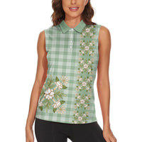 Liko Kukui Hawai'i Palaka Squares Maile Leaf Women Sleeveless Polo Shirt Flowers Hawaiian Quilt Patterns LT9 - Polynesian Pride