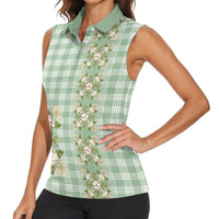 Liko Kukui Hawai'i Palaka Squares Maile Leaf Women Sleeveless Polo Shirt Flowers Hawaiian Quilt Patterns LT9 - Polynesian Pride