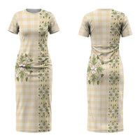 Melemele Ahiahia Hawai'i Palaka Squares Maile Leaf Couples Matching Short Sleeve Bodycon Dress and Long Sleeve Button Shirt Flowers Hawaiian Quilt Patterns