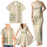 Melemele Ahiahia Hawai'i Palaka Squares Maile Leaf Family Matching Tank Maxi Dress and Hawaiian Shirt Flowers Hawaiian Quilt Patterns LT9 - Polynesian Pride
